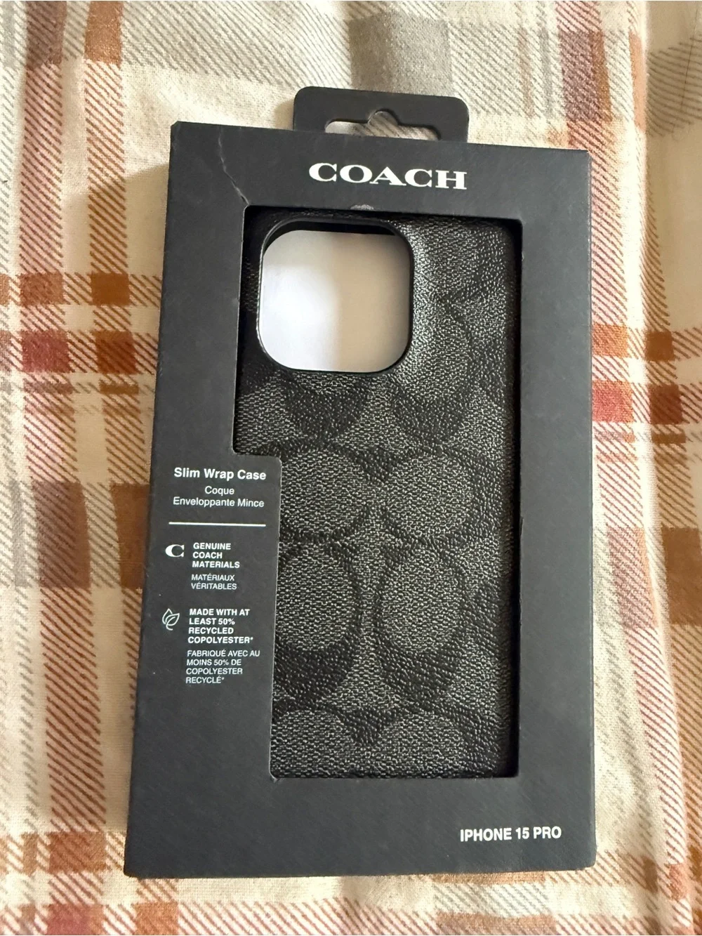 COACH Black Signature Slim Wrap iPhone 15 Pro Case